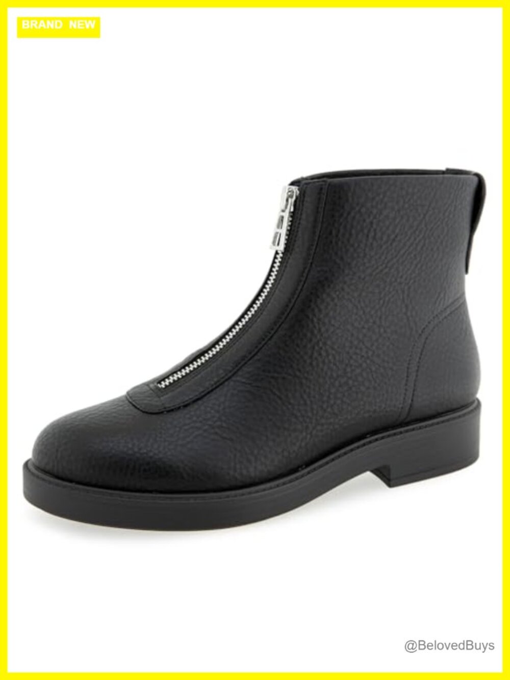 Faux Leather Ankle Booties Low Block Heel Front Zip OrthoLite